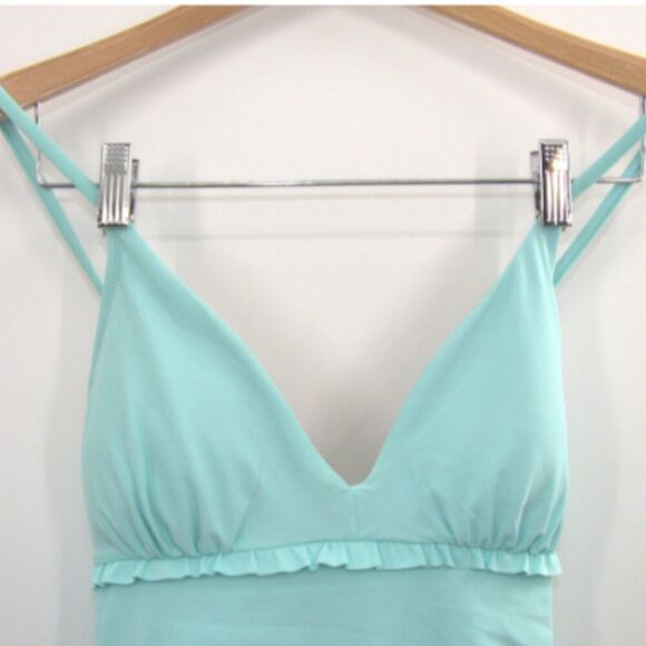 NWT Old Navy V-Neck Ruffle-Trim Cutout One-Piece Swimsuit Icelandic Fjord Size M - Picture 4 of 8